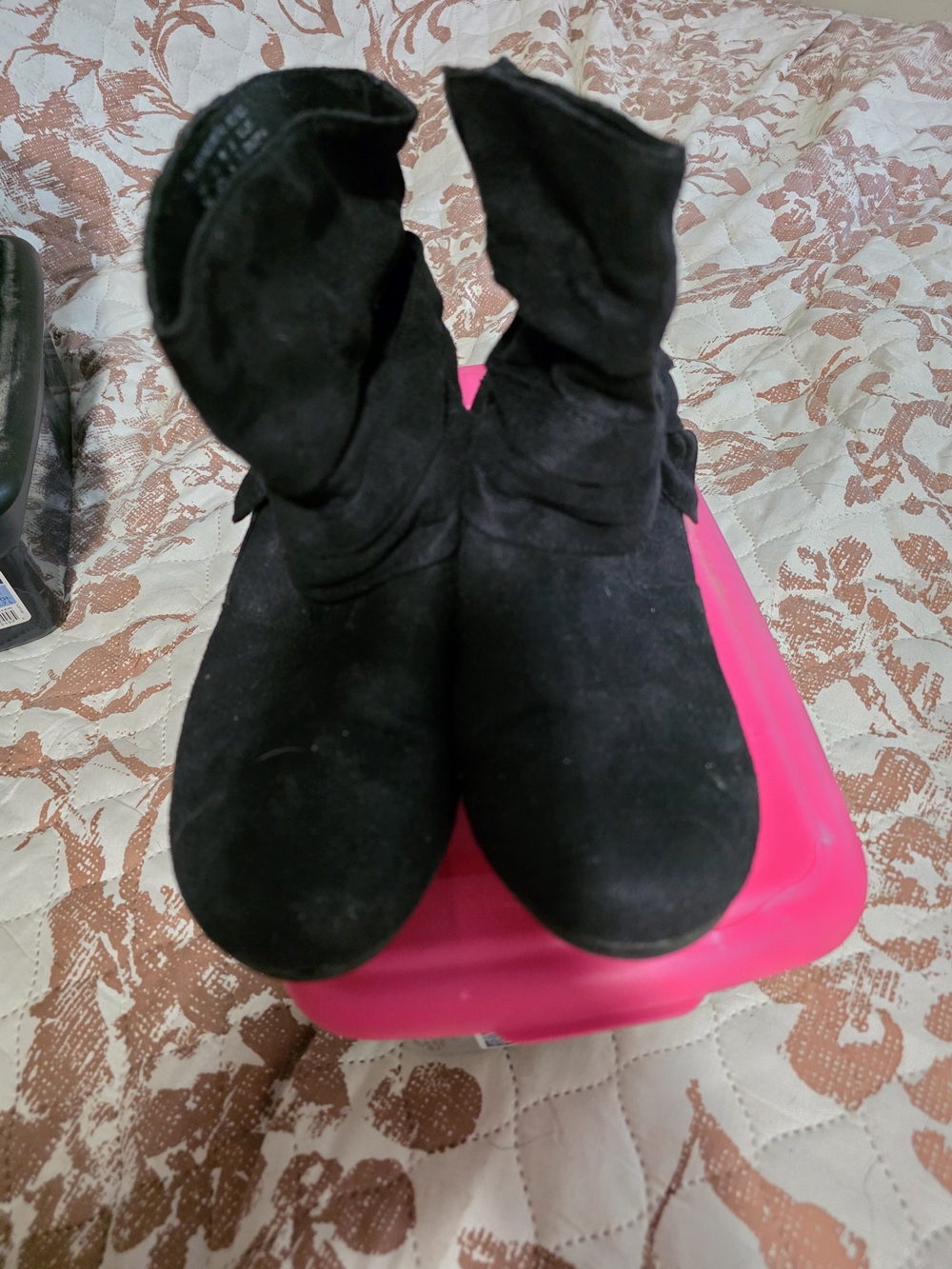 BONGO Black Suede-Look Ankle Booties